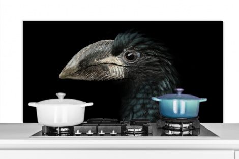 Spatscherm keuken - Vogel - Portret - Neushoornvogel - Zwart - Dieren-thumbnail-1