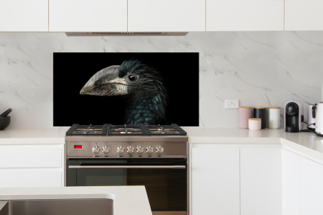 Spatscherm keuken - Vogel - Portret - Neushoornvogel - Zwart - Dieren-thumbnail-4