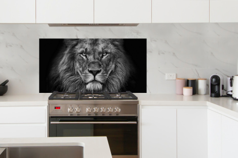 Spritzschutz Küche - Löwe - Tiere - Schwarz - Weiß-4