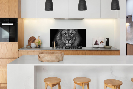 Spritzschutz Küche - Löwe - Tiere - Schwarz - Weiß-3
