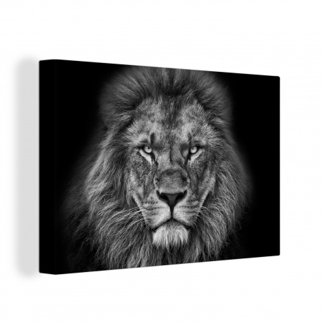 Canvas - Dieren - Leeuw - Zwart - Wit - Portret