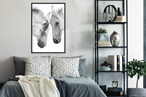Poster mit Rahmen - Pferd - Tiere - Porträt - Weiß - Vertikal-4