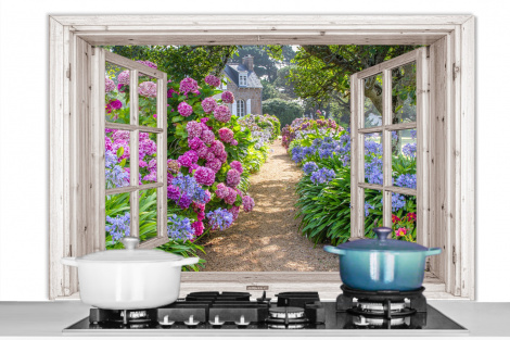 Spritzschutz Küche - Hortensie - Ansicht - Blumen - Sommer