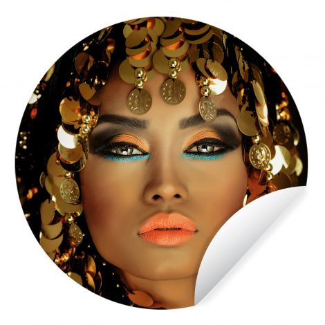 Runde Tapete - Frau - Kleopatra - Gold - Schmuck - Make-up - Luxus-1