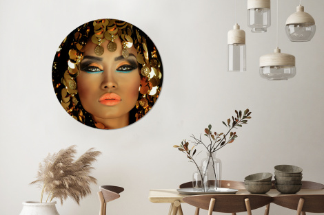 Runde Tapete - Frau - Kleopatra - Gold - Schmuck - Make-up - Luxus-thumbnail-3