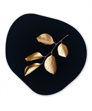 Organisches wandbild - Blätter - Zweig - Gold-1