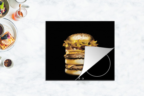 Herdabdeckplatte Goldener Hamburger auf schwarzem Hintergrund.-thumbnail-4