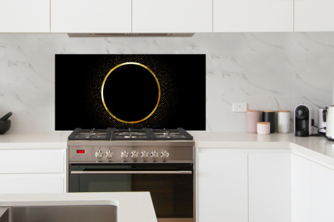 Spatscherm keuken - Abstract beeld van een gouden cirkel met sterren-thumbnail-4