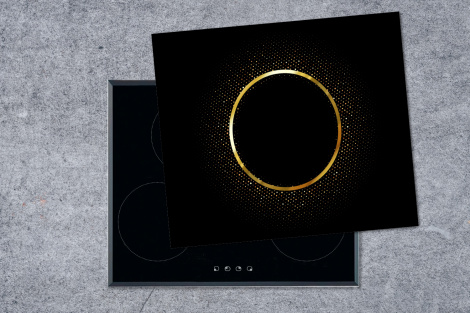 Herdabdeckplatte Abstraktes Bild eines goldenen Kreises mit Sternen-1