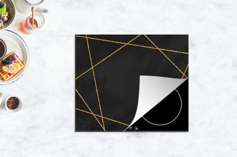 Herdabdeckplatte Geometrisches Muster aus goldenen Linien auf schwarzem Hintergrund-thumbnail-4