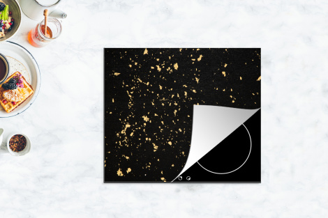 Herdabdeckplatte Goldene Flocken auf schwarzem Hintergrund-4