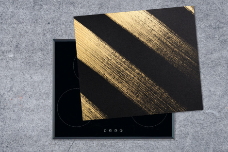 Herdabdeckplatte Goldene Farbstreifen auf schwarzem Hintergrund-thumbnail-1