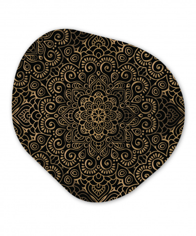 Organisch schilderij - Gouden patroon op een zwarte achtergrond-1