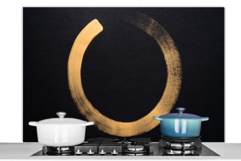 Spritzschutz Küche - Goldener Kreis auf dunklem Hintergrund-1