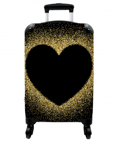 Koffer - Gouden hart op een zwarte achtergrond