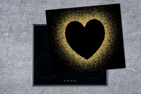 Herdabdeckplatte Goldenes Herz auf schwarzem Hintergrund-thumbnail-1