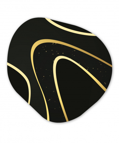 Organisch schilderij - Gouden golven op een zwarte achtergrond-thumbnail-1
