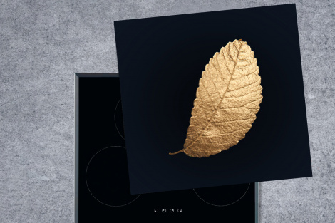 Herdabdeckplatte - Gold - Blätter - Schwarz - Pflanzen - Luxus - Natur-1