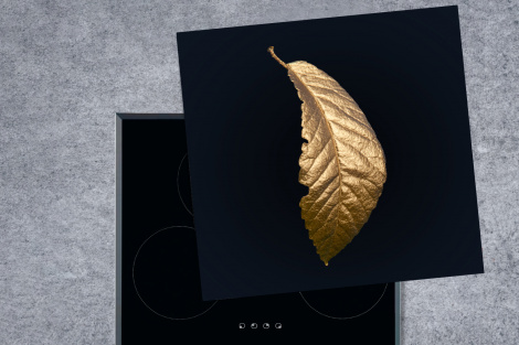 Herdabdeckplatte - Blätter - Luxus - Gold - Schwarz - Natur-1