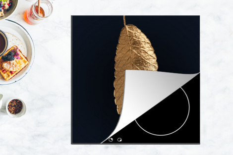 Herdabdeckplatte - Blätter - Schwarz - Gold - Luxus - Natur-4