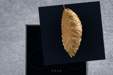 Herdabdeckplatte - Blätter - Schwarz - Gold - Luxus - Natur-1
