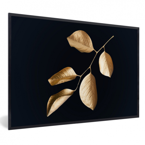 Poster mit Rahmen - Blätter - Zweig - Gold - Luxus - Horizontal-thumbnail-1