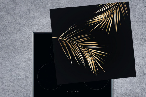 Herdabdeckplatte - Blätter - Pflanzen - Gold - Schwarz - Luxus-1
