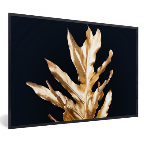 Poster mit Rahmen - Blätter - Gold - Herbst - Natur - Luxus - Horizontal