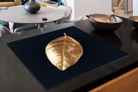 Herdabdeckplatte - Blätter - Schwarz und Gold - Luxus - Natur - Pflanzen-2