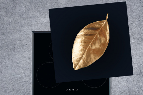 Herdabdeckplatte - Blätter - Schwarz und Gold - Luxus - Natur - Pflanzen-thumbnail-1