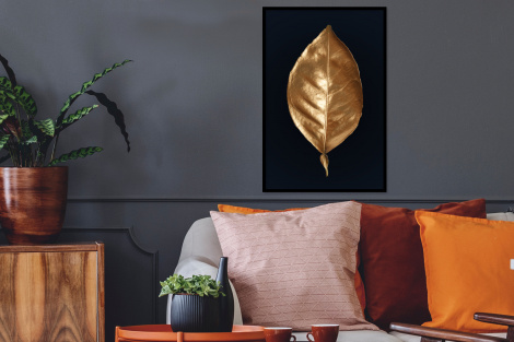 Poster mit Rahmen - Blätter - Chic - Gold - Pflanzen - Schwarz - Vertikal-2