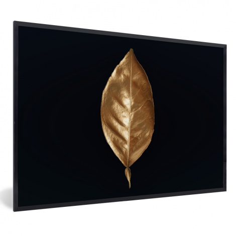 Poster mit Rahmen - Blätter - Chic - Gold - Pflanzen - Schwarz - Horizontal-thumbnail-1