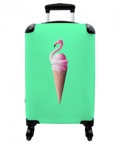 Koffer - IJshoorntjes - IJs - Flamingo - Roze - Groen