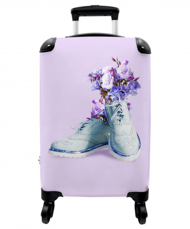 Koffer - Schoenen - Bloemen - Paars - Blauw