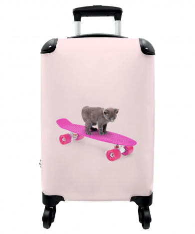 Koffer - Poes - Kitten - Dieren - Skateboard - Roze