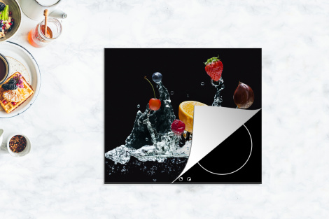 Inductiebeschermer - Water - Fruit - Sinaasappel - Aardbei - Kers - Zwart-thumbnail-4