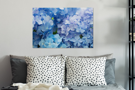 Leinwand - Hortensie - Wassertropfen - Floral - Botanisch - Blau-3