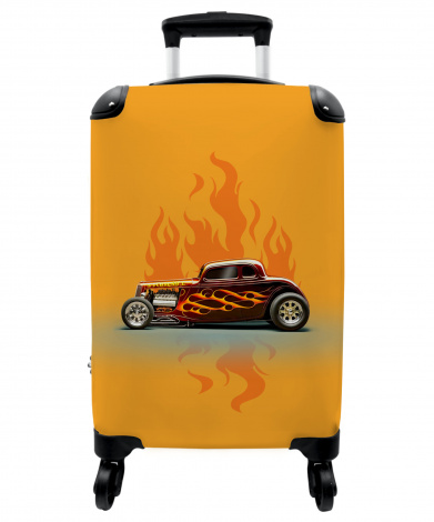 Koffer - Auto - Vlammen - Rood - Vintage