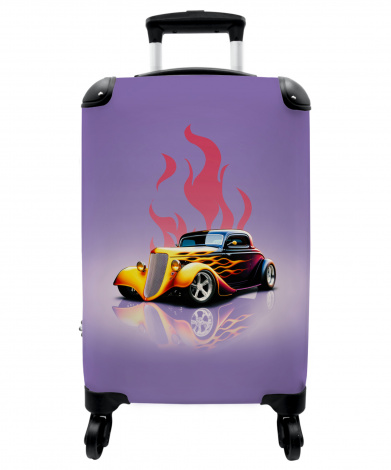 Koffer - Auto - Paars - Vlammen - Vintage