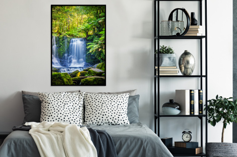 Poster mit Rahmen - Dschungel - Wasserfall - Australien - Pflanzen - Natur - Vertikal-4
