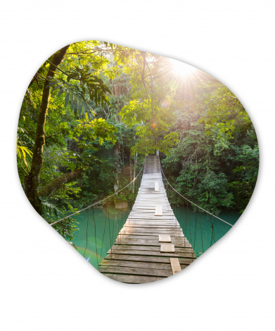 Organisches wandbild - Dschungel - Wasser - Brücke