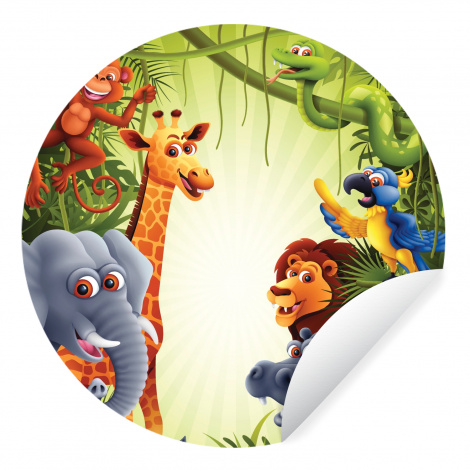 Runde Tapete - Dschungel - Jungen - Mädchen - Baby - Elefant - Löwe - Giraffe