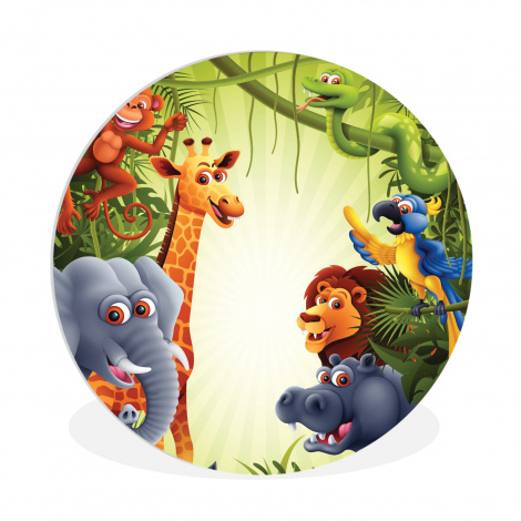 Runde Bilder - Dschungel - Jungen - Mädchen - Baby - Elefant - Löwe - Giraffe