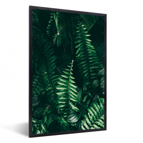 Poster mit Rahmen - Blätter - Dschungel - Natur - Tropisch - Pflanzen - Vertikal-1