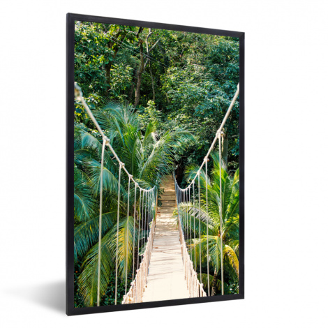 Poster mit Rahmen - Dschungel - Palme - Brücke - Natur - Pflanzen - Vertikal