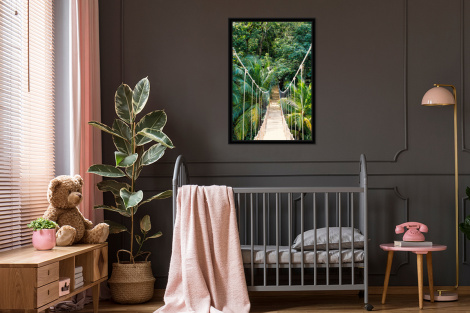 Poster mit Rahmen - Dschungel - Palme - Brücke - Natur - Pflanzen - Vertikal-3