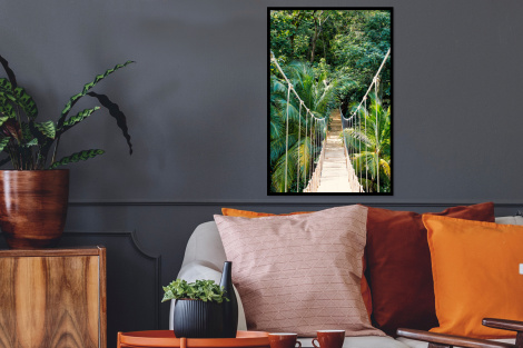 Poster mit Rahmen - Dschungel - Palme - Brücke - Natur - Pflanzen - Vertikal-2