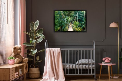 Poster mit Rahmen - Dschungel - Palme - Brücke - Natur - Pflanzen - Horizontal-3