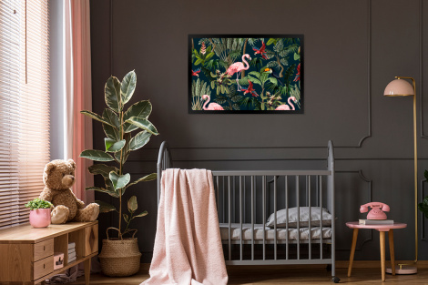 Poster mit Rahmen - Jungtiere - Muster - Kinder - Flamingo - Papagei - Kinder - Horizontal-thumbnail-3