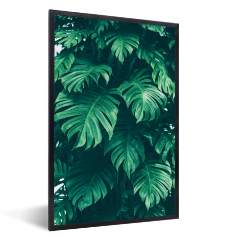 Poster mit Rahmen - Monstera - Blätter - Pflanzen - Dschungel - Natur - Vertikal-1